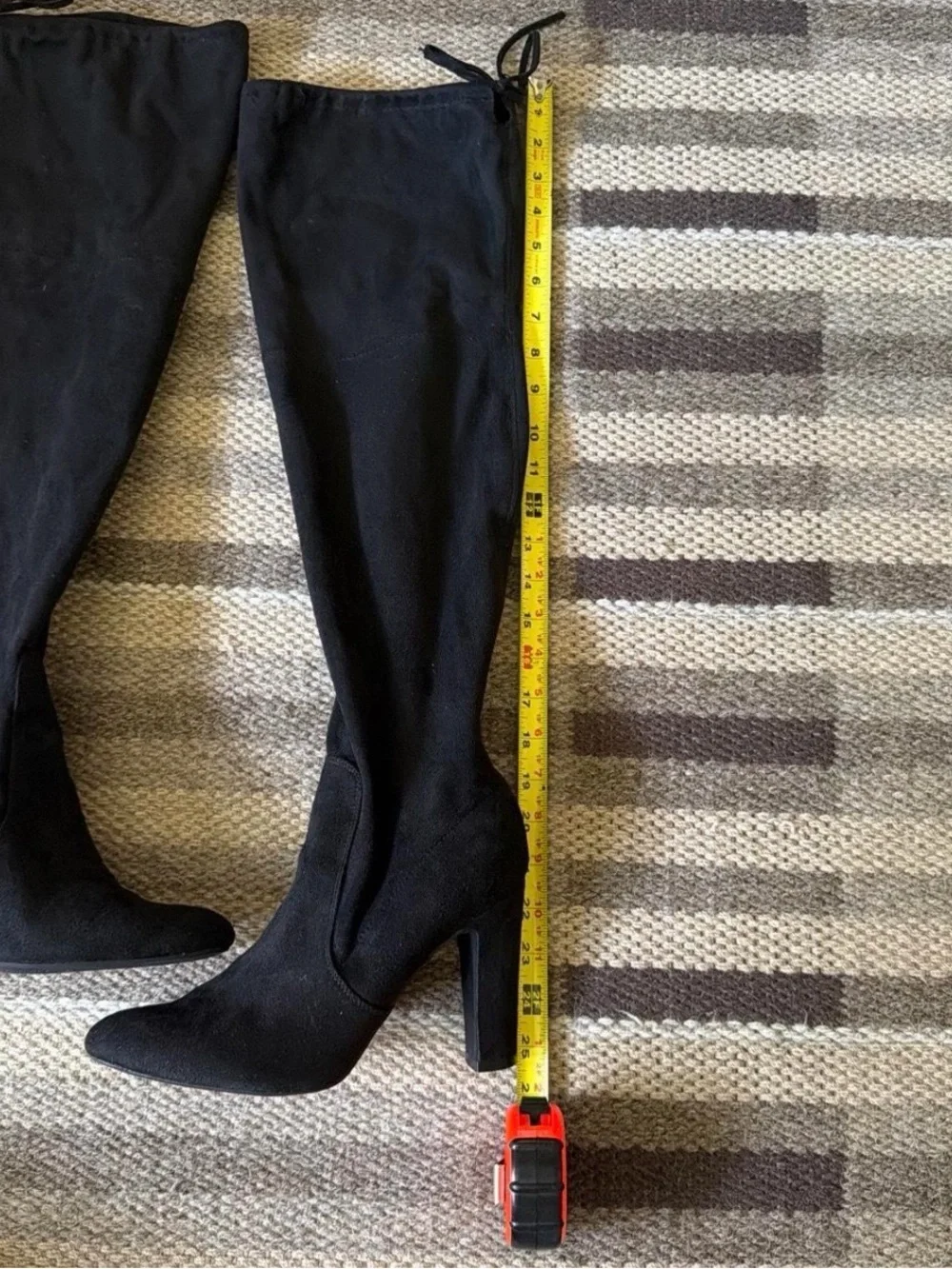 Unisa Black Over-the-Knee Stretch Suede Heel Boots